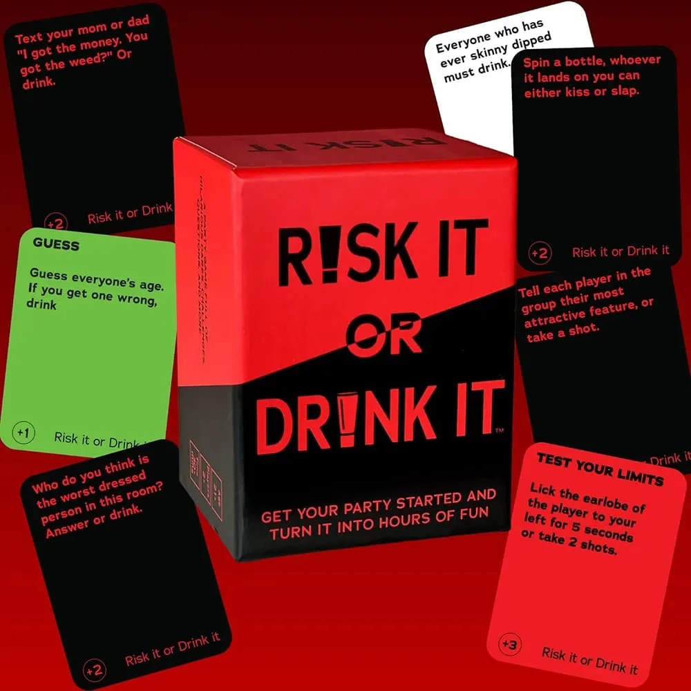 Risk It Or Drink It Fun Party Game For College Card Game Drinking Game Pregame Night Hilarious Dares Challenges Questions Adults — image 4