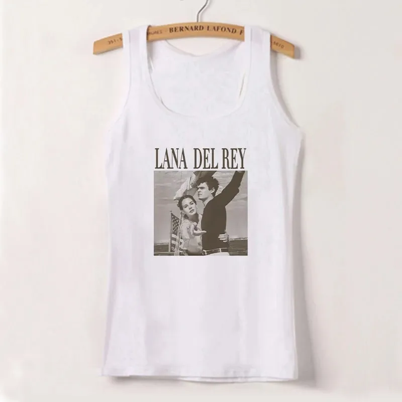 White Basic Knitted Tank Women Summer Vintage Sleeveless Camis Lana Del Rey Ldr Sailing Graphic Print Crop Tops Streetwear Tees — image 12