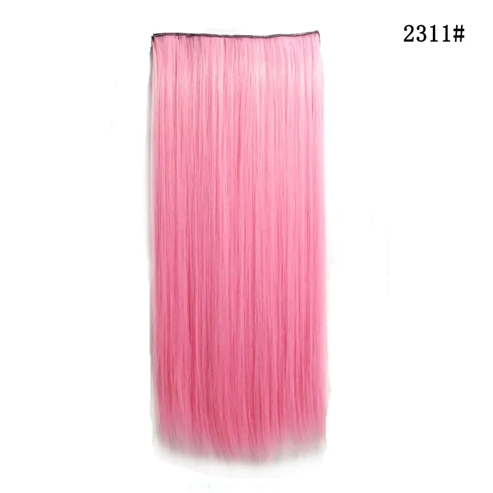 24 Inch Synthetic One Piece 5 Clips In Hair Extensions Long Straight High Temperature Fiber Colorful Hairpiece for Women — image 7