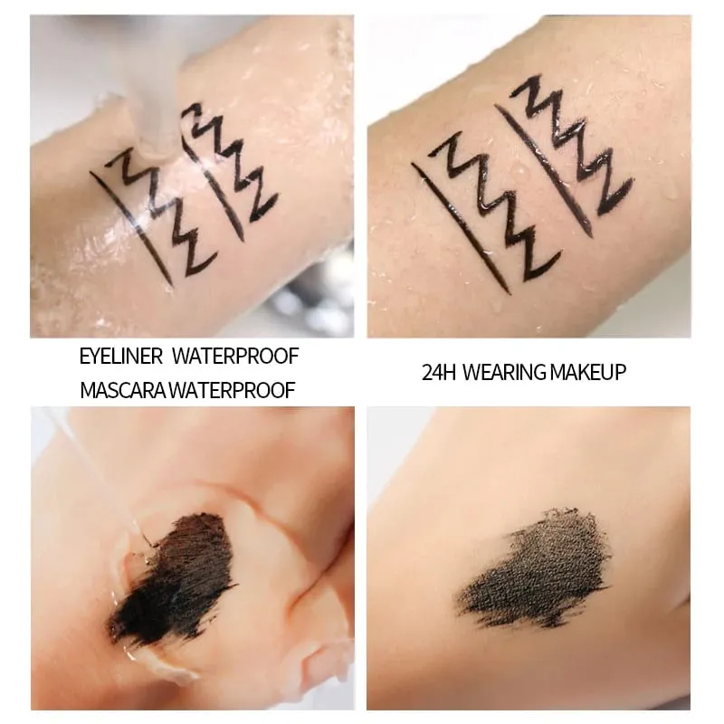 2Pcs 4D Mascara + Liquid Eyeliner Set Waterproof Sweat-Proof Smudge-Proof Lengthening Thickening Curling Long Lasting Eye Make — image 5