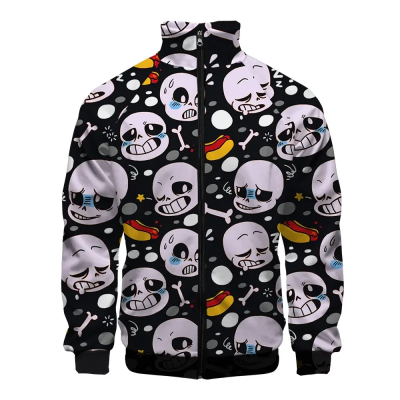 Luxuriöse beliebte Sans Undertale 3D-Druck-Reißverschluss-Raglanjacke Windjacke Jungen/Mädchen Bequeme Stehkragenjacken Mäntel
