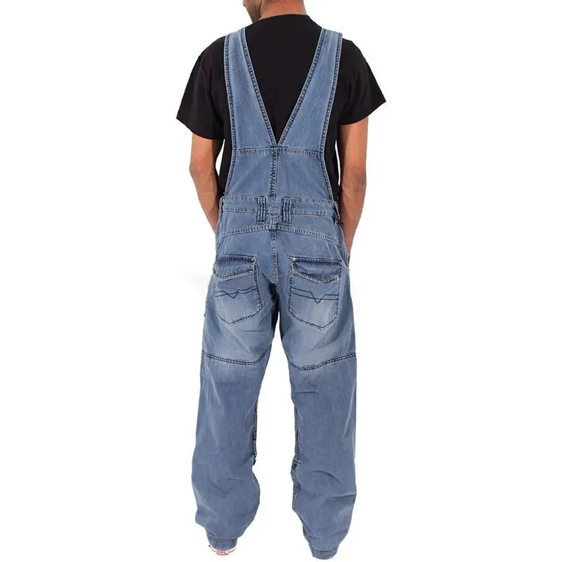 Overalls for Men Denim Suspenders Simple Multi Pocket Baggy Jeans Oversize Solid Mid Waist Loose Washed Jumpsuits 2024 Casual — image 5