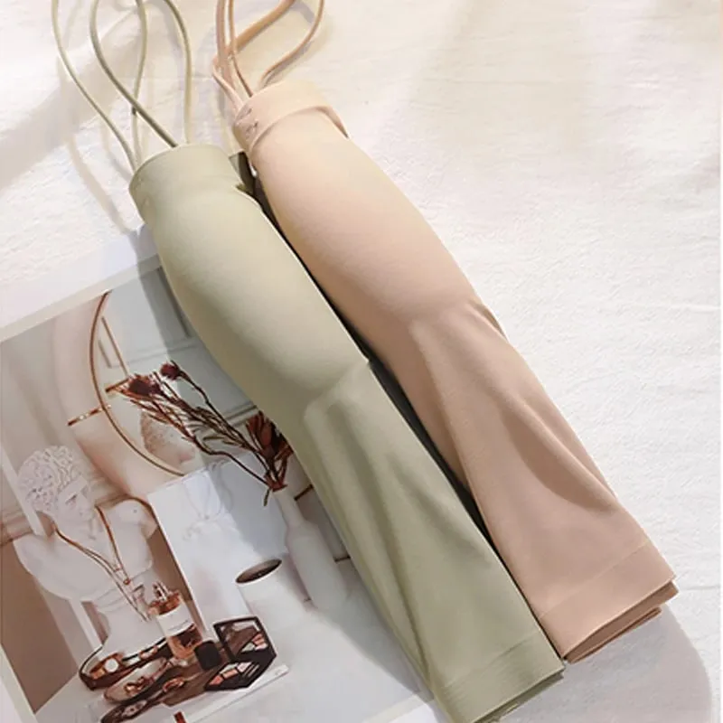 FallSweet 2PCS/set Summer Girls Ice Silk Camisoles Non-wire Bra Tanks Tops Comfort Soft Invisible Underwear Sexy Female Lingerie