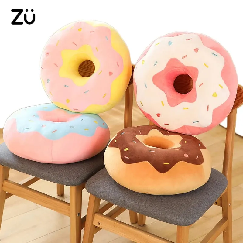 ZU 38cm Sweet Buns Donut Soft Toy Stuffed Cream Doughnut Plush Pillow Simulation Food Sofa Chair Cushion Kids Girl Gift — image 2
