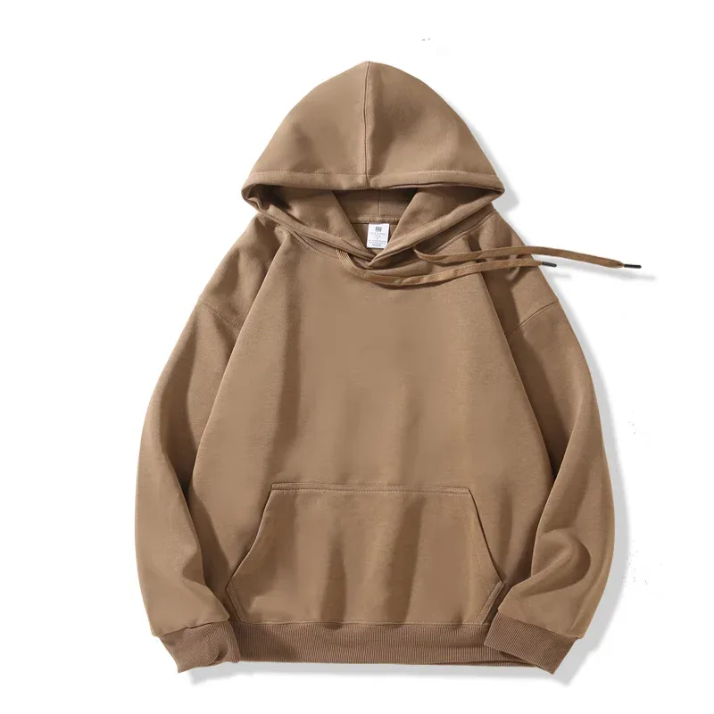 Customized Your Brand Logo DIY Design 600GSM Mens Hoodies High-quality Women Sweatshirt Solid Color Cotton Loose Streetwear — image 37