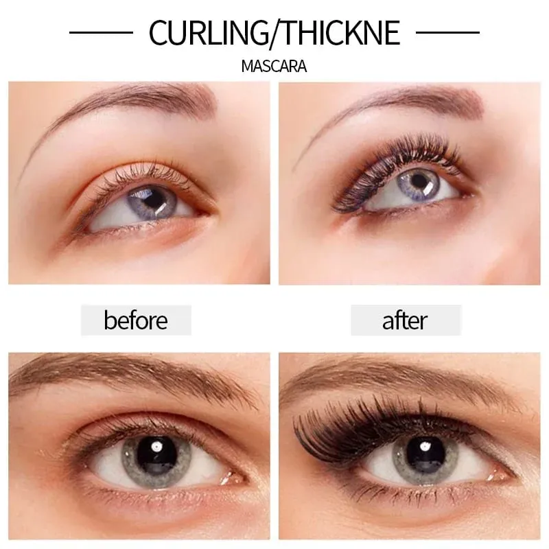Bút Kẻ Mắt Dạng Lỏng Bút Chì + 4D Bộ Mascara Chống Thấm Nước Mỹ Phẩm Kẻ Viền Mắt Dày Uốn Mascara Bút Chì Kẻ Lông Mày Mắt Trang Điểm