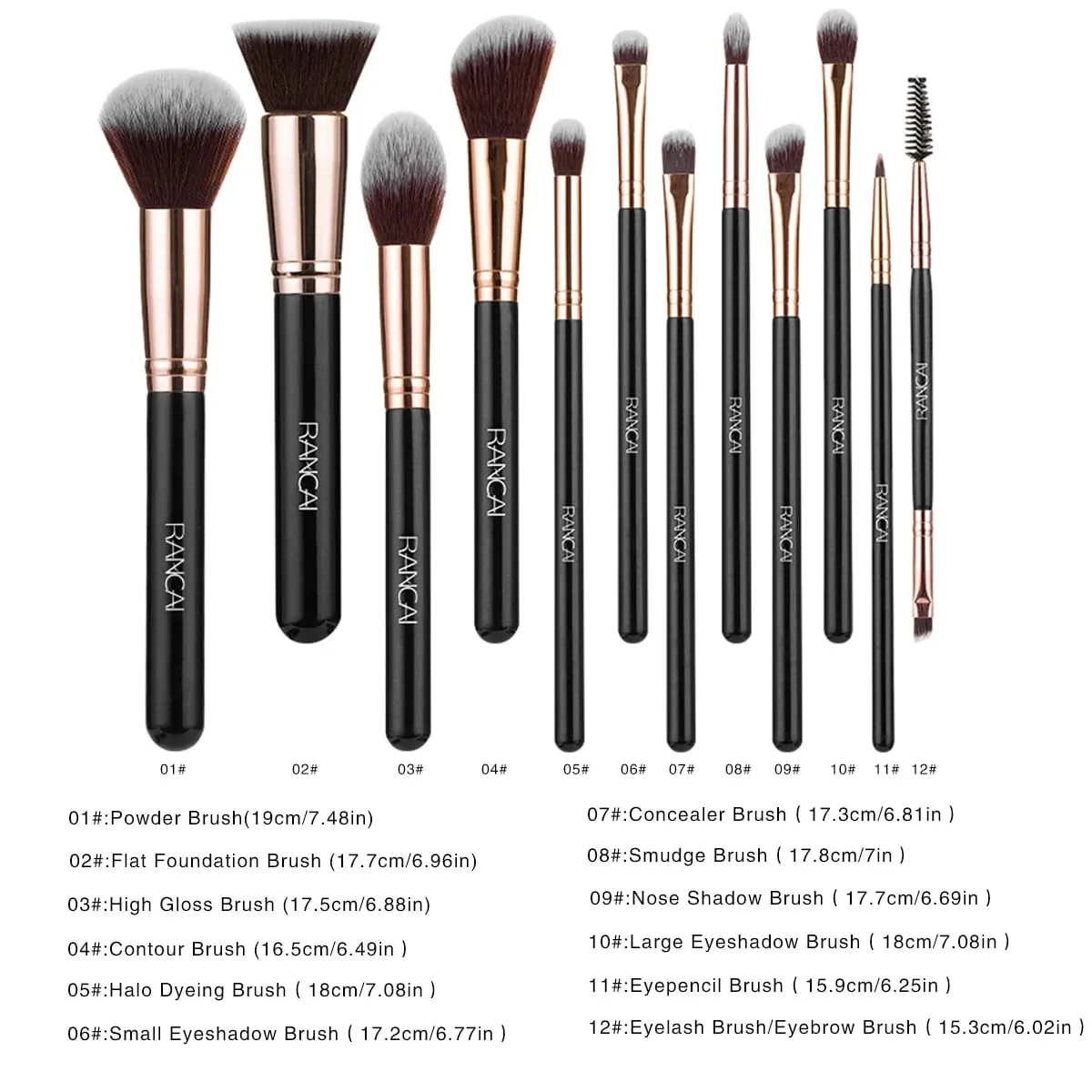 New 12pcs Black Cylinder Makeup Brush Set Black Gold Eyeshadow Brushes Multifunctional Makeup Tools — image 2