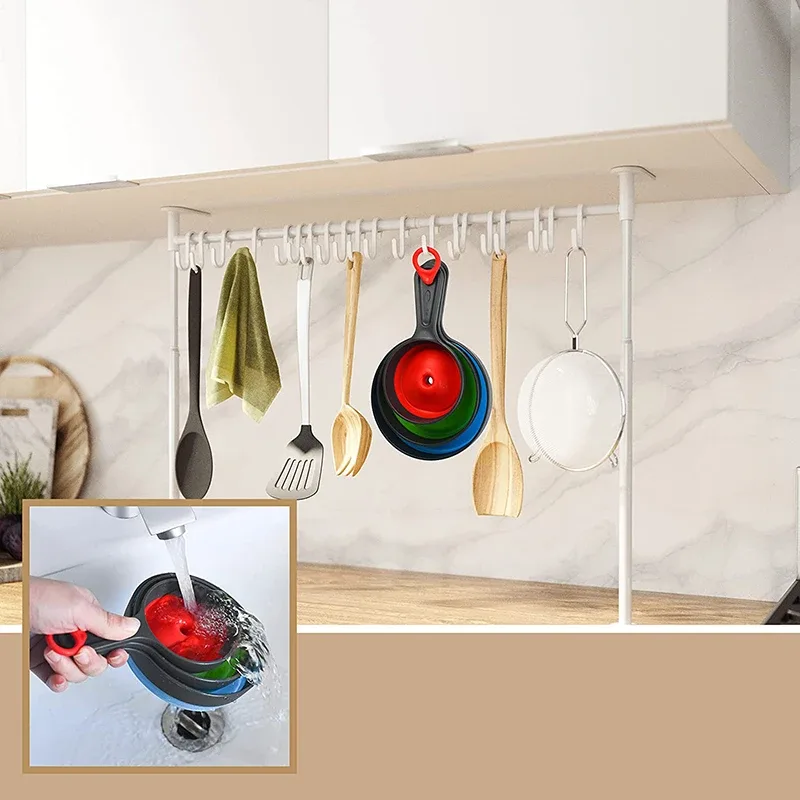 3Pcs/Set With 3 Size Kitchen Funnel Silicone Folding Telescopic Funne Powder Liquid Wide Mouth Jam Funnel Kitchen Utensils — image 4