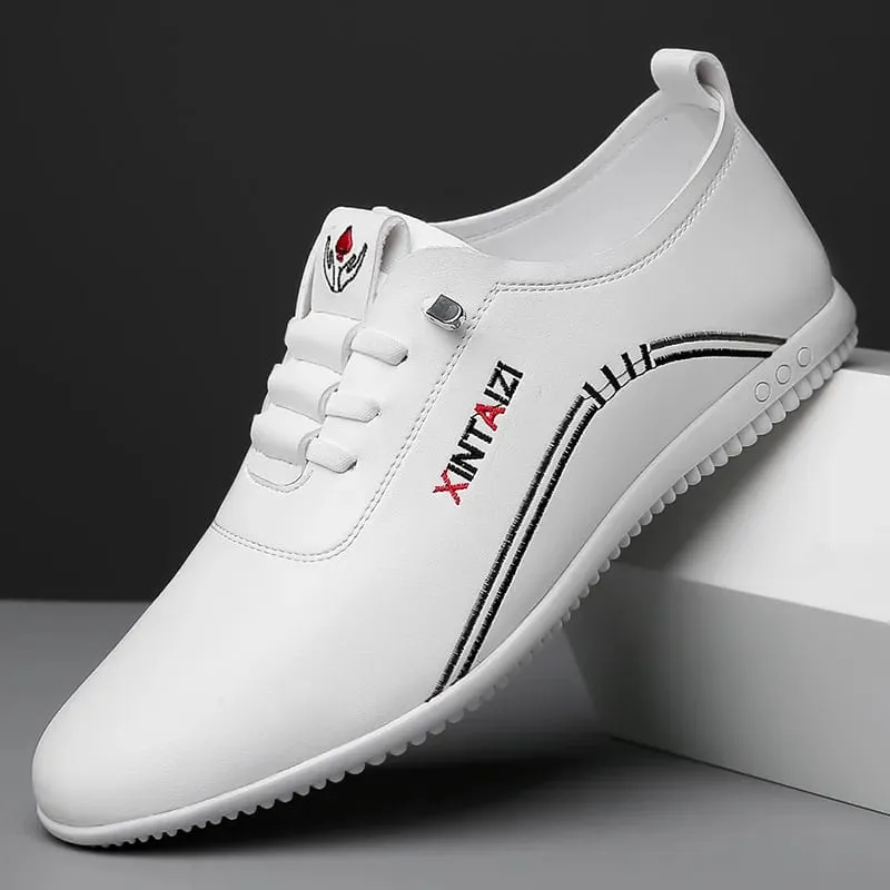 2024 casual men leather shoes Versatile Business White footwear Fashion anti slip comfortable loafers male new lightweight flat — image 1