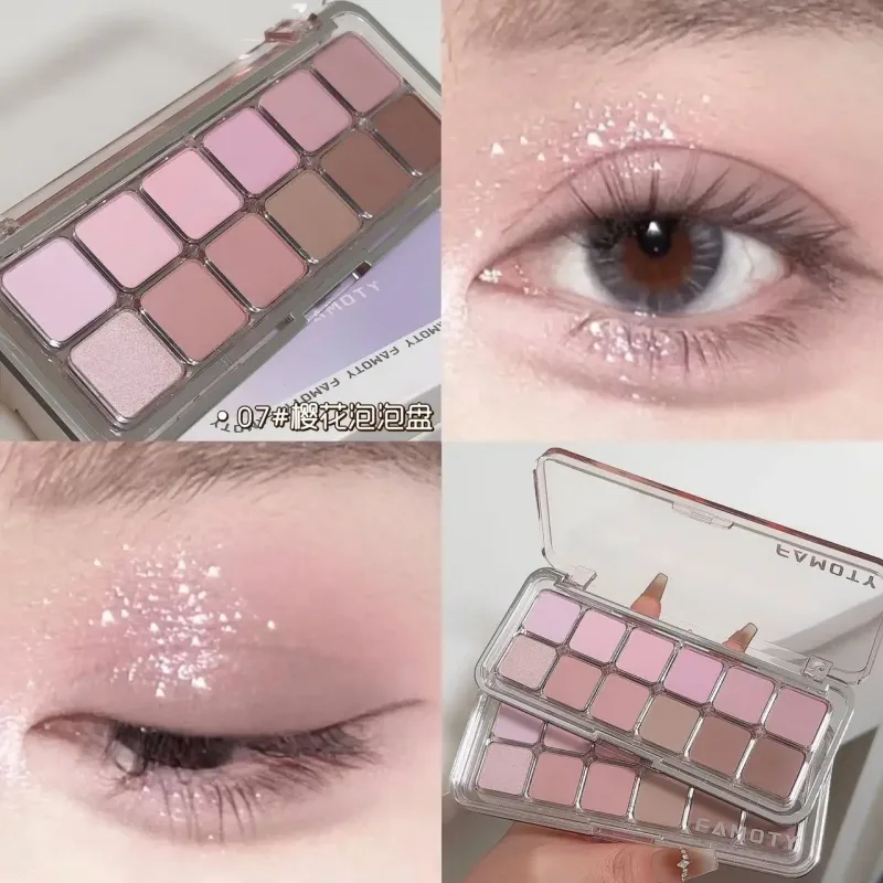 Paleta de sombras de ojos de baja saturación de 12 colores, paleta de maquillaje de ojos de albaricoque y té mate, maquillaje diario de tierra, sombras de ojos de larga duración — image 9
