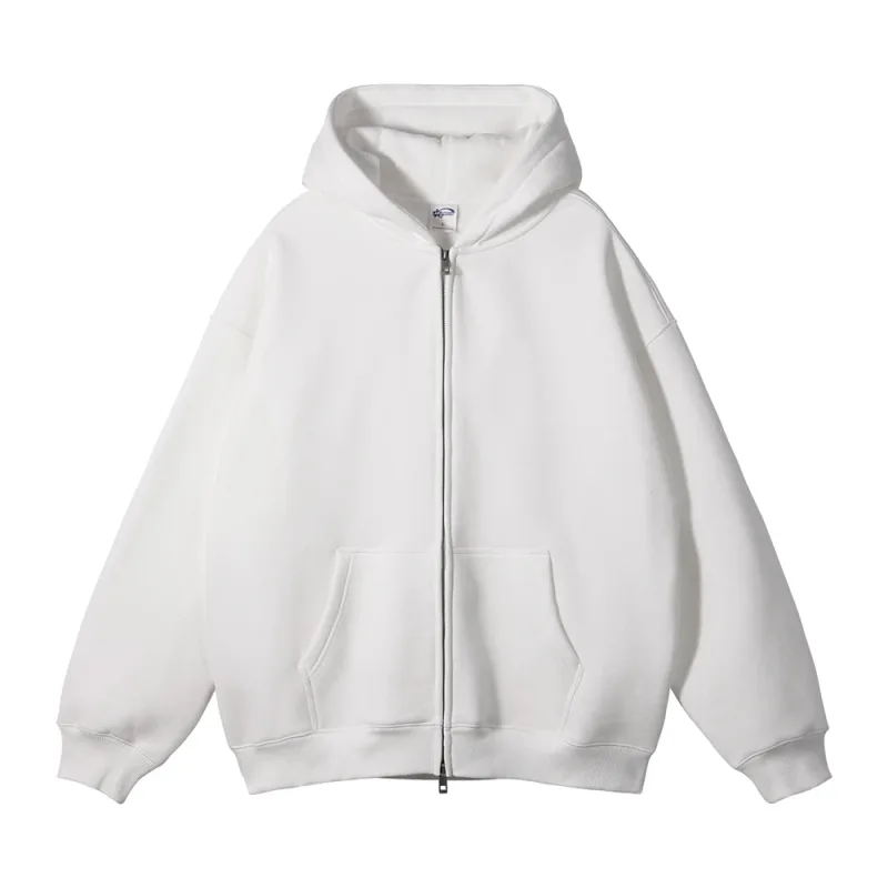 New Men Double Headed Zipper Fleece Hoodies Unisex Loose Basic Solid Warm Hooded Sweatshirts Coats For Winter HY0633 — image 50