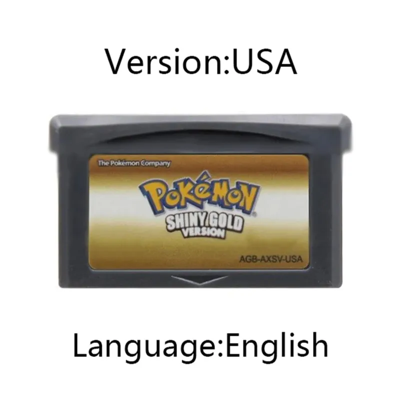 GBA Pokemon Game Cartridge 32-Bit Video Game Console Card AshGray Liquid Crystal Light Platinum Moemon Emerald Engelsk sprog