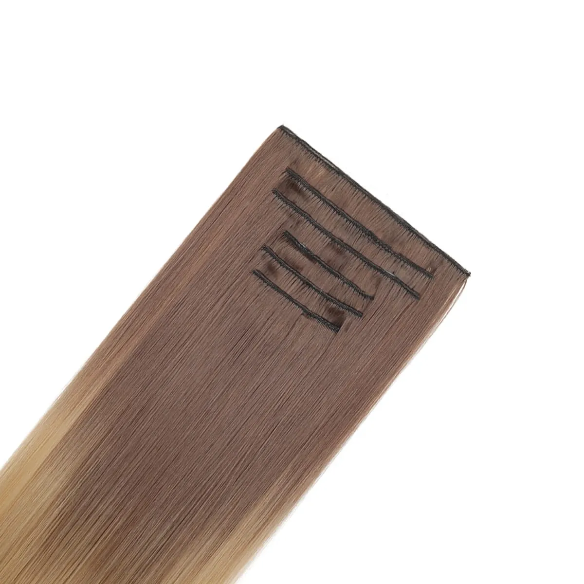6PCS Set Clip In Hair Extensions 24Inch Long Straight Full Head Synthetic Hair Ombre Gradient Color Daily Use for Women Ladies