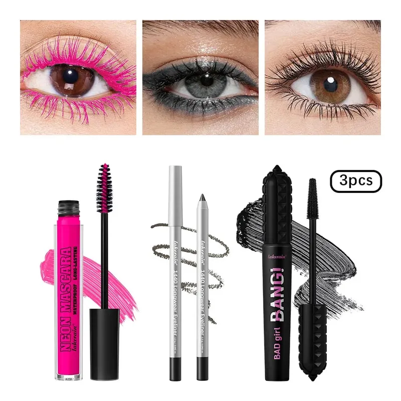 3Pcs Eye Makeup Set Purple Mascara Black Volume Mascara Eyeliner Pencil Waterproof Long Lasting Party Festival Eye Cosmetic Kit — image 13