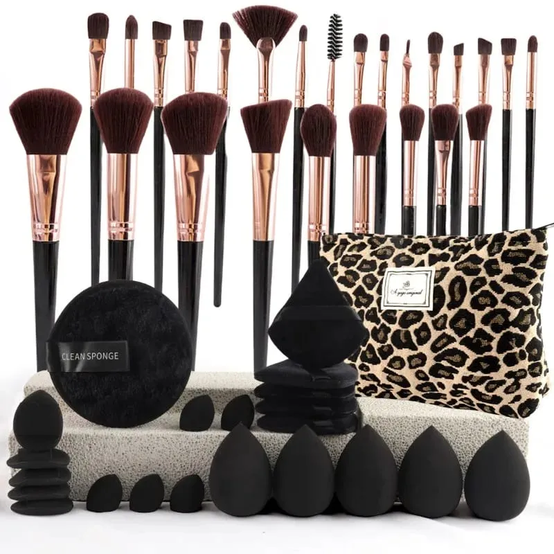 Professional Makeup Brushes Set for Foundation Eyeshadow Highlighter Blush Concealer Powder Cosmetic Tools with Sponges Kit — image 2