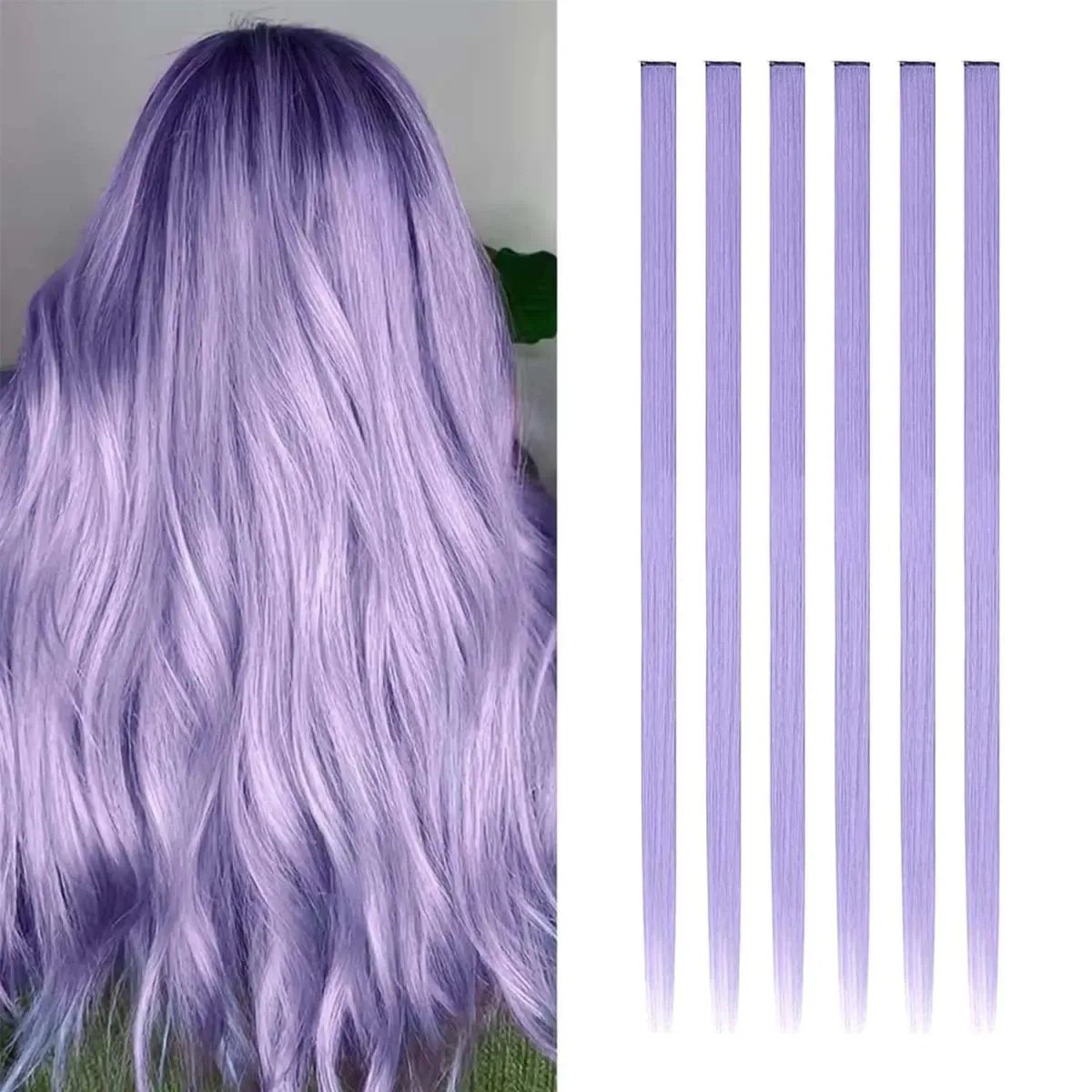 6 pçs extensões de clipe sintético 24 Polegada extensões de cabelo colorido destaques festa longo em linha reta hairpieces para mulheres crianças menina — image 25