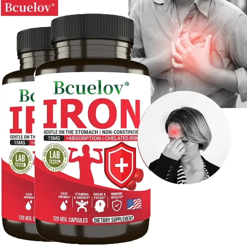 Iron Supplements - Help Maintain A Healthy Immune System and Brain Health Boost Energy Levels and Fight Fatigue Relieve Anemia
