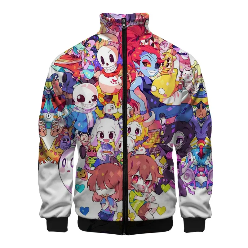 Luxuriöse beliebte Sans Undertale 3D-Druck-Reißverschluss-Raglanjacke Windjacke Jungen/Mädchen Bequeme Stehkragenjacken Mäntel