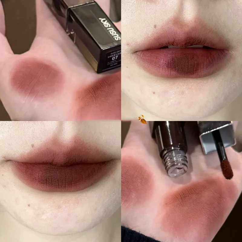 Waterproof Punk Gothic Matte Black Lipstick Purple Lipgloss Makeup Mousse Lip Mud Dark Red Brown Lipstick Non-stick Cup Lip Tint — image 8