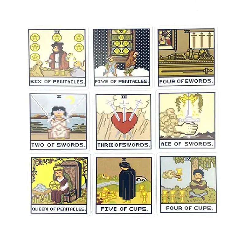 1Box 8 Bit Fantasy Tarot Deck Card Prophecy Divination Family Party Board Fortune Telling Game Beginners Tarot Cards Board Game — image 4