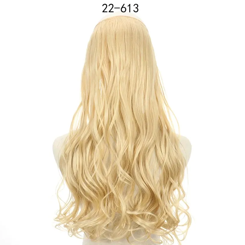 Long No Clips Invisible Wire Hair Extensions 16 22 32" Synthetic Wavy Black Brown One Piece Hairpiece Hair Extension