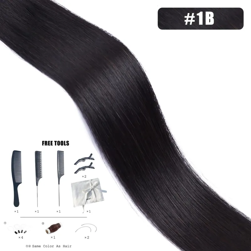 Genius Weft Human Hair Extensions 50G Remy Human Hair Invisible Brazilian Hair Extensions Hair Bundles — image 11