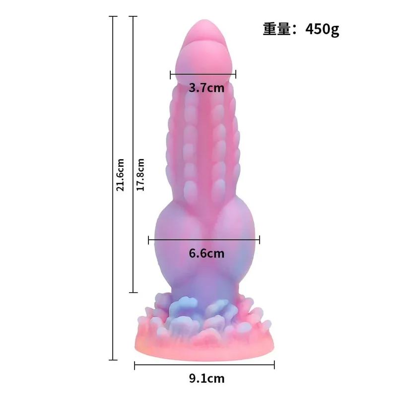 Sumbat Anal Bercahaya Malam Realistis Dildo Naga Monster Bercahaya untuk Wanita Pria Penyumbat Pantat Seksi Bentuk Anjing Mainan Seks untuk Pasangan — image 13