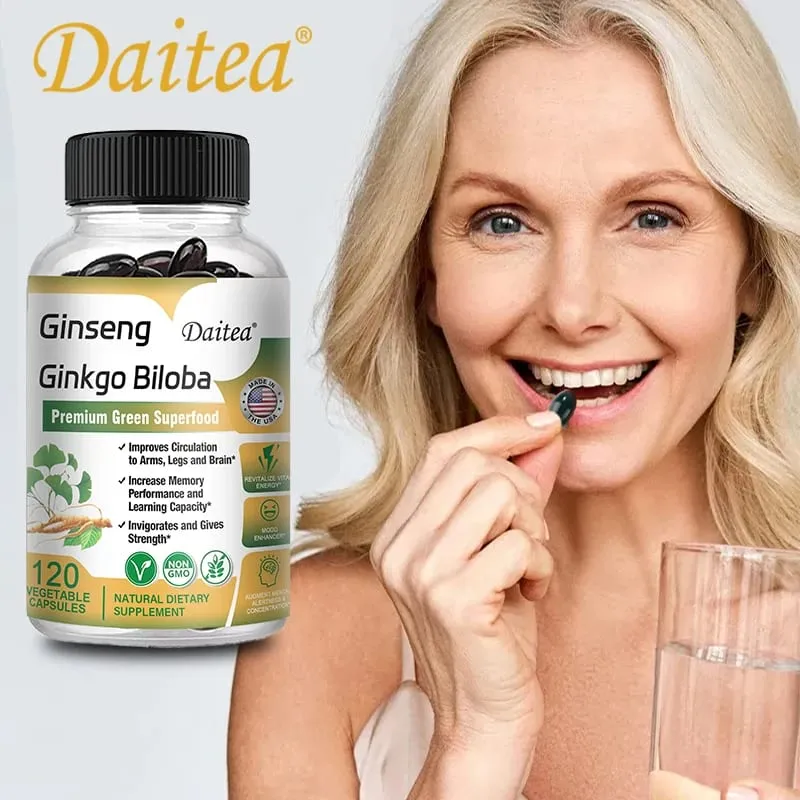 Premium Ginseng + Ginkgo - Suplemento Cerebral Nootrópico Memória e Concentração Circulação e Aumento de Energia 120 Cápsulas — image 6