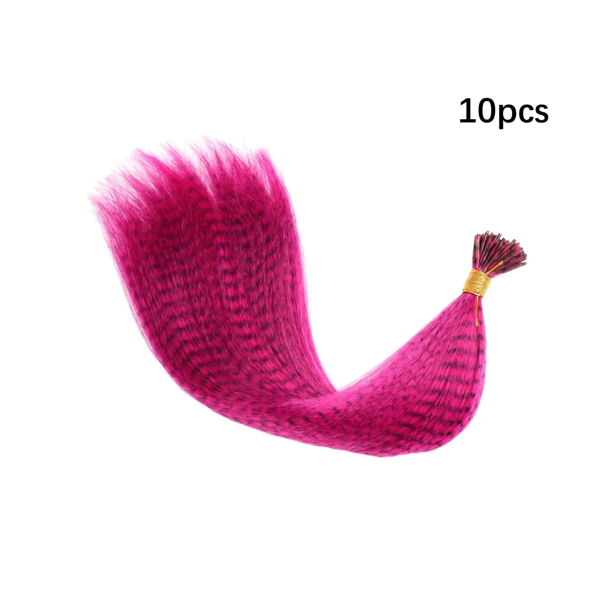 Colored Strands for Hair Feather Extension 10 Pieces I Tip Synthetic Hairpiece Fake Hair Zebra Line Feather Hair Extensions — image 11