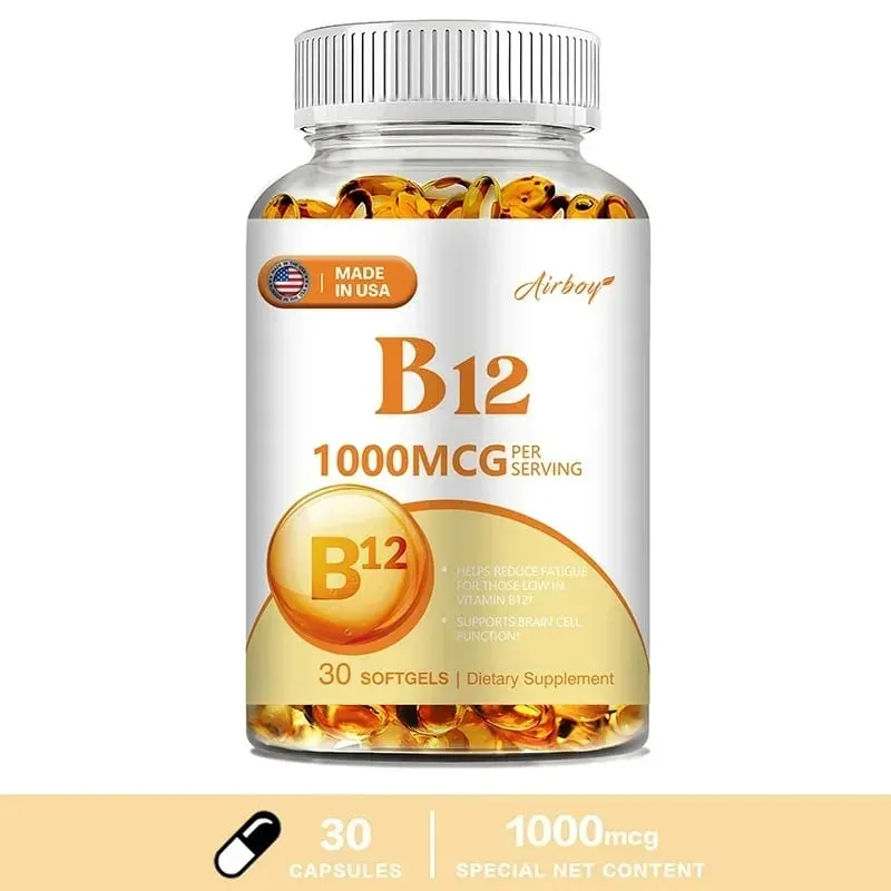 Vitamin B12 1000mcg - Benefits Brain & Heart Function Memory Learning Helps Boost Natural Energy