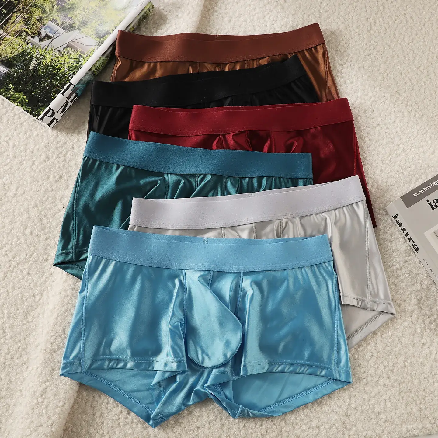 Celana Dalam Pria Celana Pendek Boxer Celana Dalam Nilon Ramping Solid Pria Celana Dalam Kantung JJ Pinggang Tengah Cueca Celana Dalam Pria Boxer Ropa Ukuran Plus M-XXL — image 6