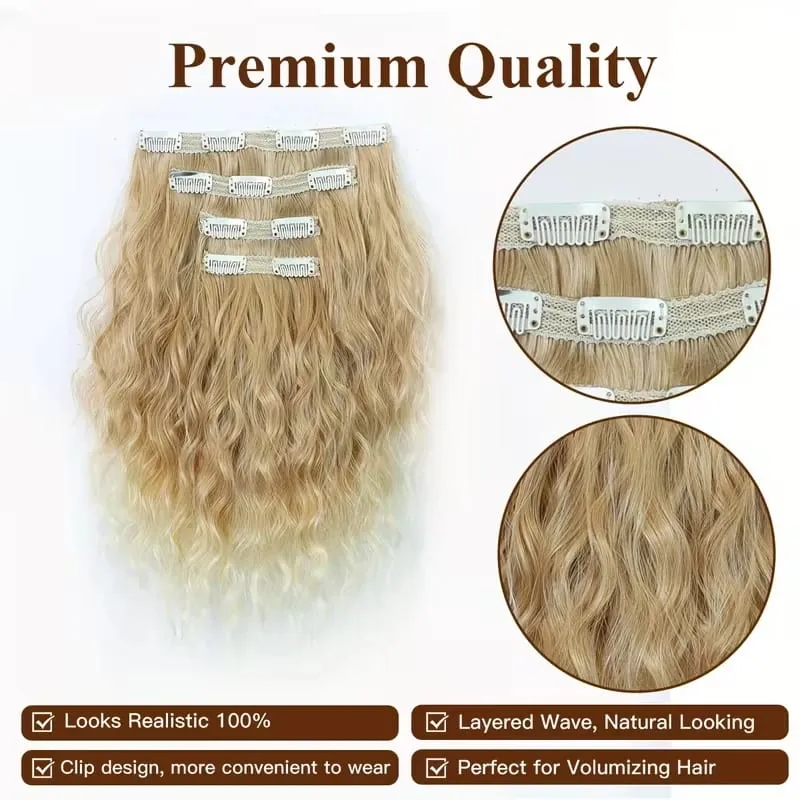 Extensión de cabello rizado ondulado corto sintético de 12 pulgadas, 4 unids/set, Clip en el cabello, fácil de usar para mujeres, uso diario en fiestas — image 5