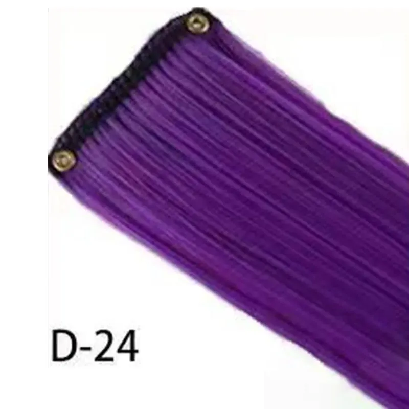 Synthetic 10Pcs colorful Hair Extensions Clip in Colored Party Highlights Extension for Kids Girls Long Straight Hairpiece — image 23