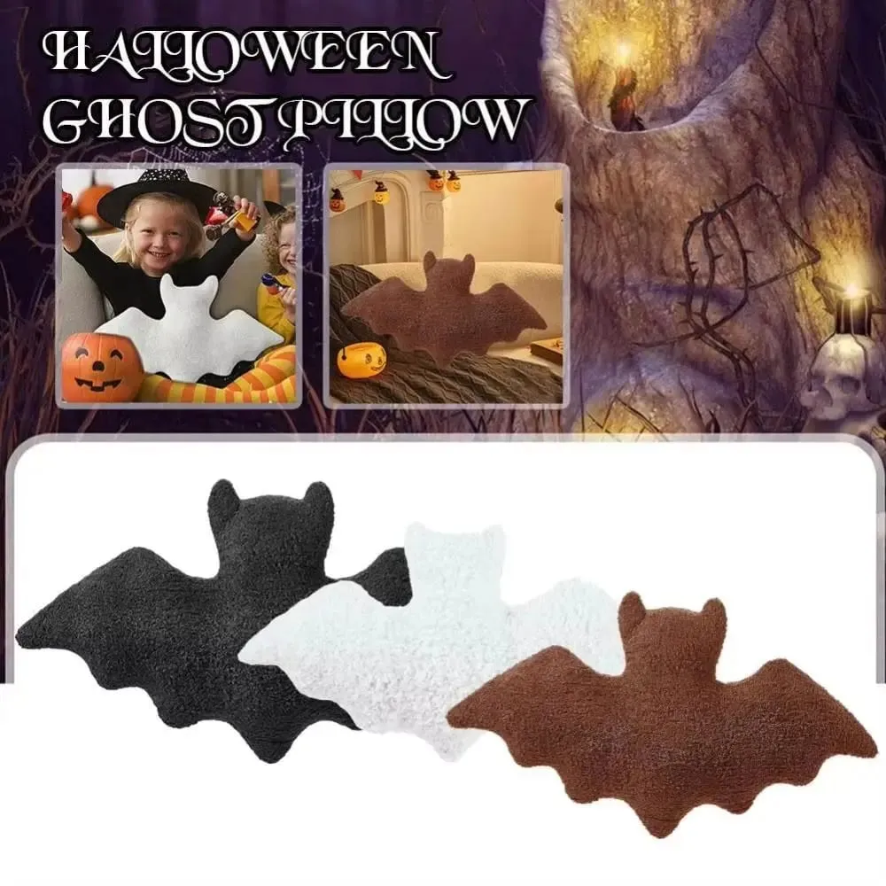 Halloween Materiale Flagermuspude Halloween Tema Sort Hvid Brun Flagermus Modelleringspude Blødt stof Gotisk flagermus til