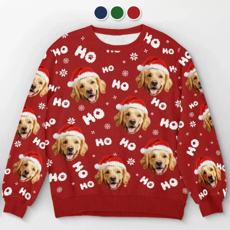Peribadikan Foto Anda Cetakan 3D Sweater Krismas Hodoh Pakaian Seluar Wajah Keluarga DIY Baju Baju Imej Lucu Hadiah Xmas Peribadi Uniseks — image 10
