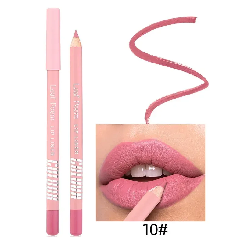 12-Color Waterproof Matte Lip Liner Pencil Lasting Smudge-Proof Lipliner Non-Transfer Formula Precise Outline Lip Pencil Makeup