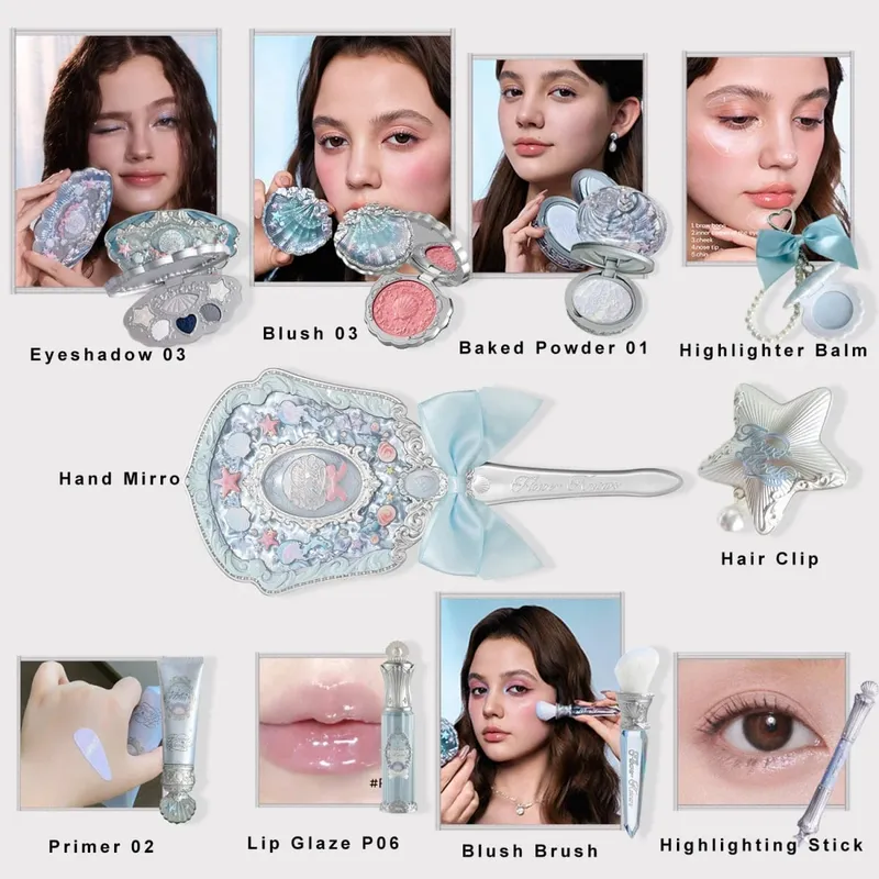 Flower Knows SShell pearls Set Eyeshadow Lip Gloss Blush Ocean Theme Cosmetic Kit — image 9
