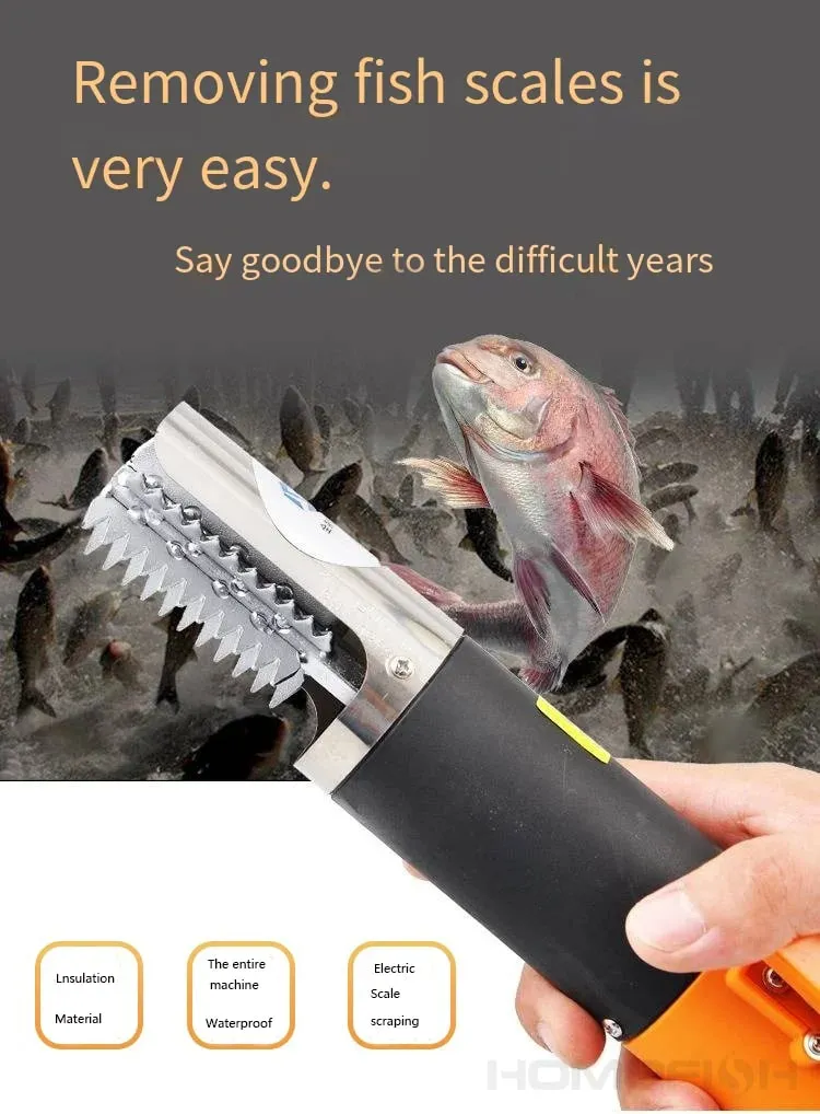 HOMEFISHSeafood Tools 6000 RPM Fish Scale Planer Fishing Scalers Scraper EU Plug Electric Fish Remover Cleaner — image 7