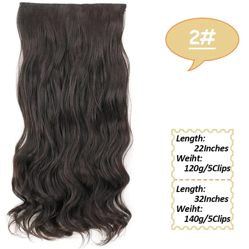 5 Clips Long Wavy Clip In Hair Extensions Synthetic Heat Resistant One Piece False Blonde Hair Black Brown Hairpiece For Women