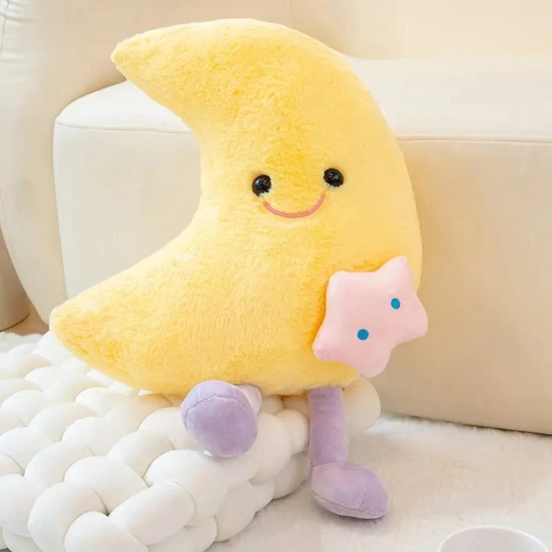 Lovely Smile Moon and Cloud Plush Pillow Comfortable Sofa Cushion Stuffed Soft Doll Home Car Decor Gift — image 9