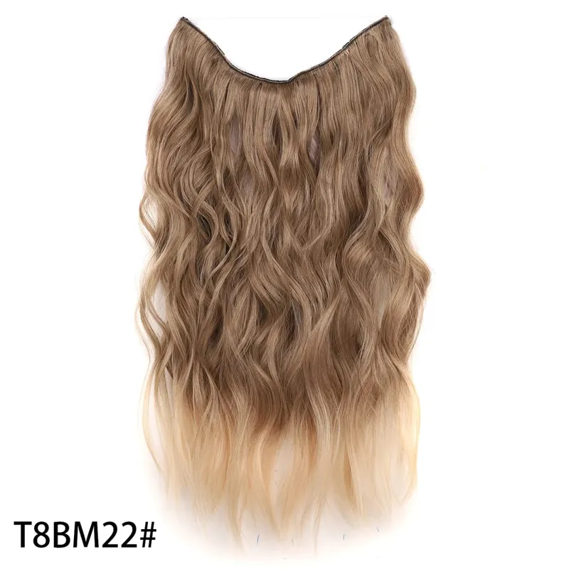 Synthetic Invisible Wire Hair Extensions Long 4 Clips In Wave Curly Hairpiece For Women 20Inch Secret Fish Line Hair Extensions — image 25