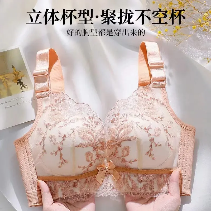 Sexy Lace Bra Push Up Soft Bra Small Breast Gathering Anti-Sagging Lace Women Underwear Adjustable Lingerie — image 3