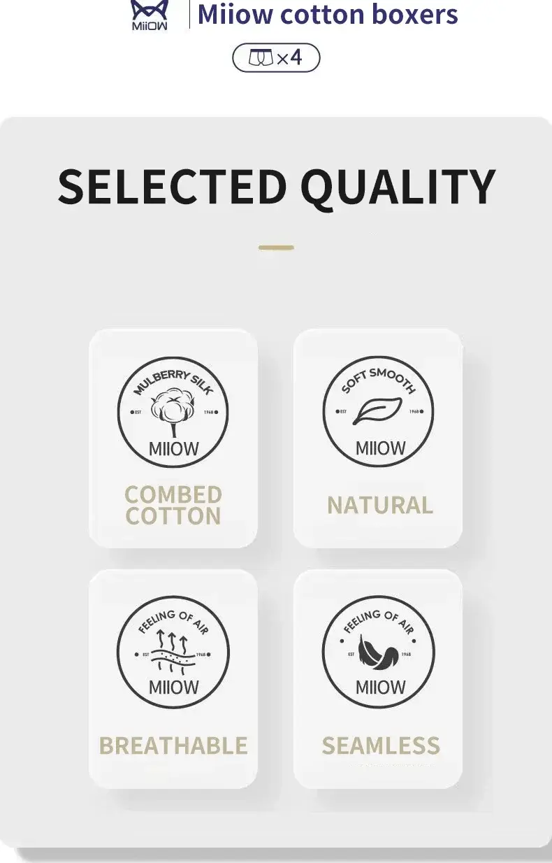 MiiOW 3Pcs Cotton Striped Men Underpants Boxers Shorts Breathable Man Underwear Graphene Antibacterial Men's Panties Boxershorts — image 2