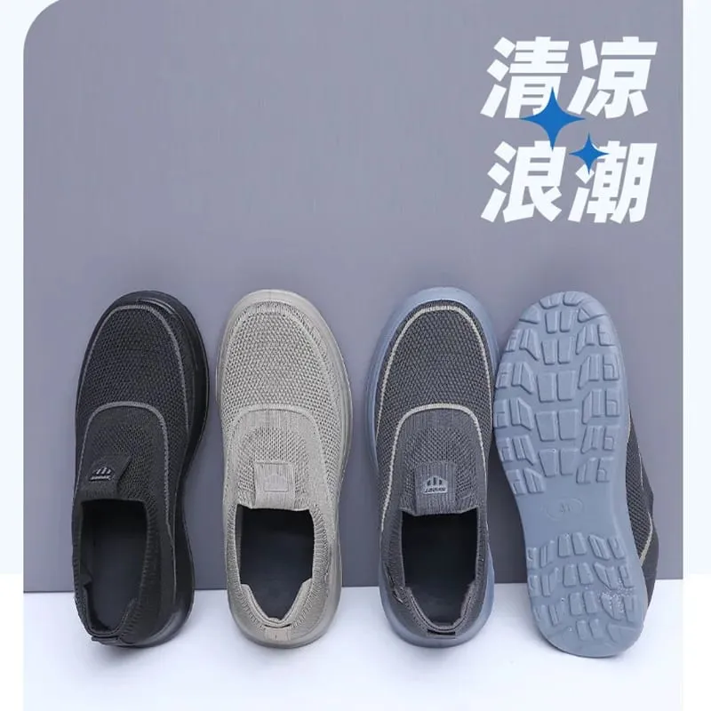 Atmungsaktive Mesh-Sneaker für Herren, leichtes Strickobermaterial, bequeme, weiche Sohle, rutschfeste, lässige Wanderschuhe, modisch, vielseitig — image 5