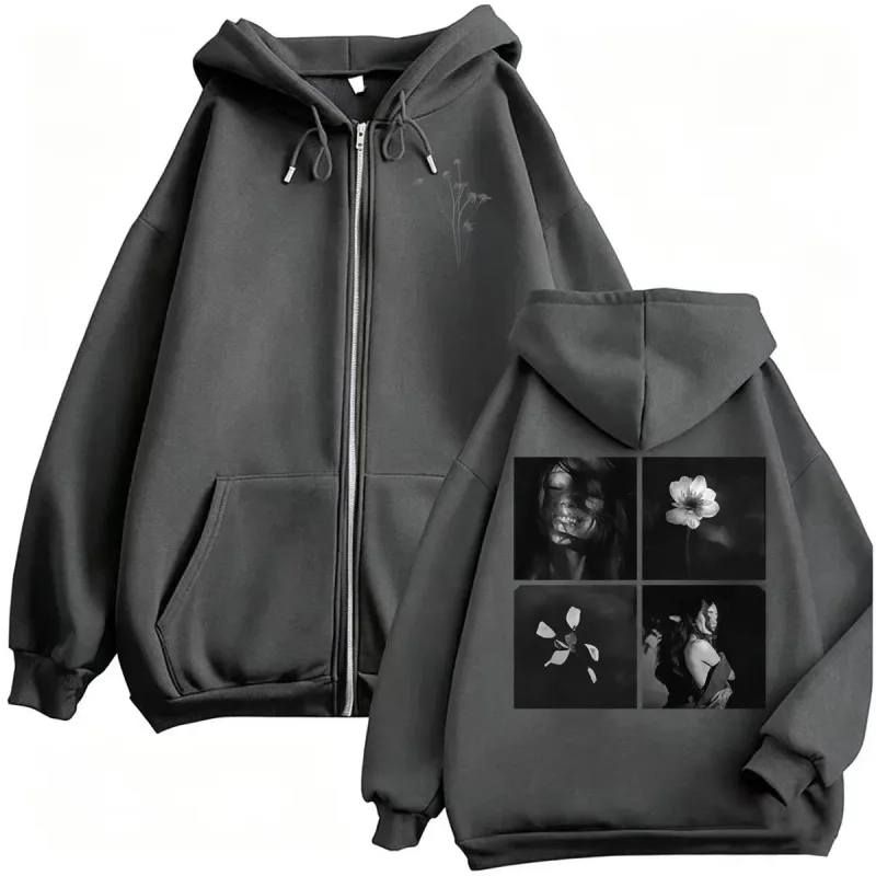 Ariana Grande Petal Album Merch Photo with Floral Sweatshirt Jacket Coat Men Women Fashion Aesthetic High Quality Zip Up Hoodies — image 5