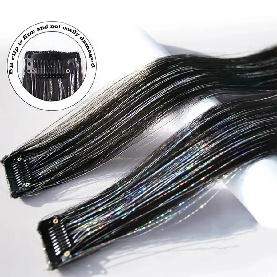 Synthetic Ear-dyed Laser Wig Piece One-card Seamless Feather Hair Extension Artifact Girl Group Stage Headdress Patch — image 5