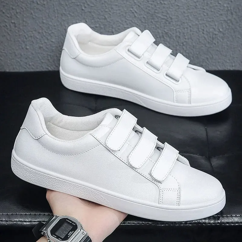 Men's Vulcanized Shoes Casual Low Top Flat Sneakers White Shoes Zapatillas Hombre Chaussure Homme Drop Shipping Leather Black — image 7