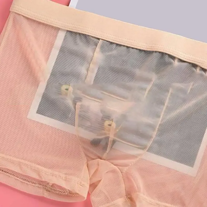 Şeffaf Boksörler Erkekler için Erkek Külot See Through Seksi Örgü Düşük Bel Buz Ipek Ince Soğutma Erkek Külot Erkek iç çamaşırı — image 11