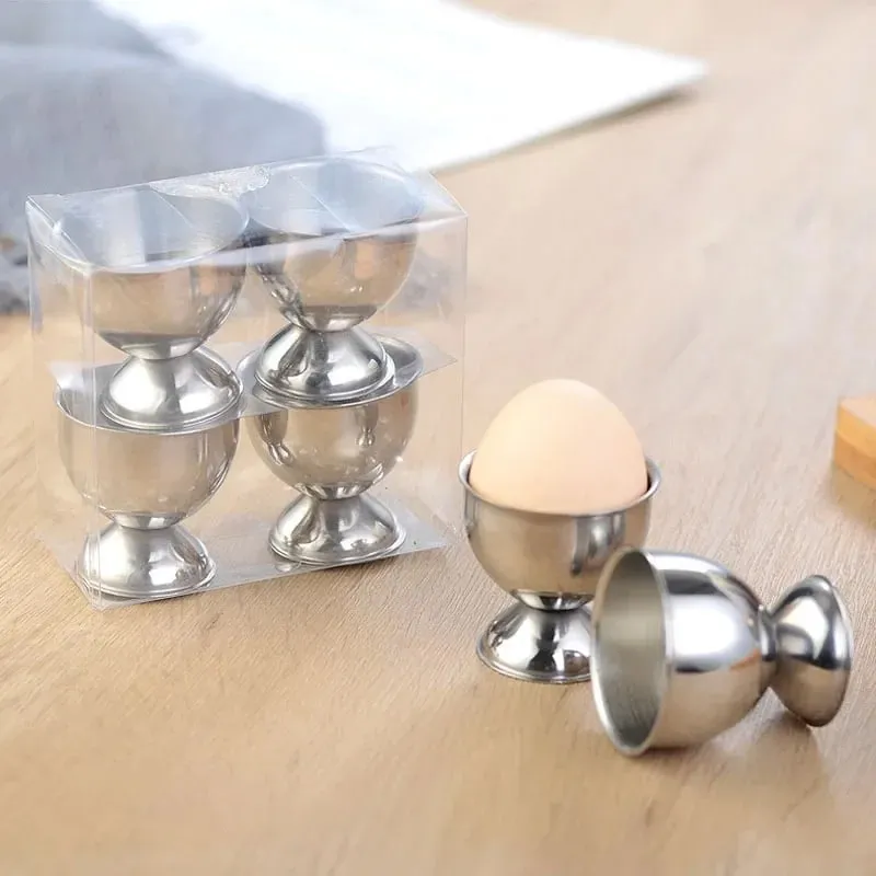 4pcs Stainless Steel Boiled Egg Cups Stand Rack Eggs Holder Kitchen Breakfast Cooking Tool Holder Cooking Tool Kitchen Gadgets — image 2