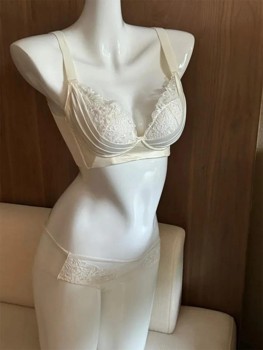 얇은 광택 백 브래지어 세트 큰 가슴을위한 처짐 방지 푸시 업 란제리 쇼 작은 수집 컵 속옷 — image 4